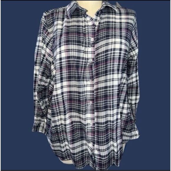 Women’s Ellos Flannel Button Up Shirt Size Large B3 - Picture 2 of 4